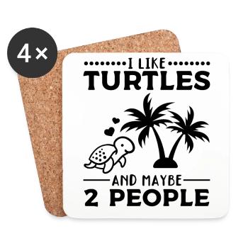 Ich mag Schildkröten und vielleicht 2 Leute - Untersetzer (4er-Set) - Weiß - Vorne