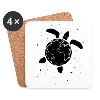 Turtle Earth Meeresschildkröte Planet - Tag der - Untersetzer (4er-Set) - Weiß - Vorne