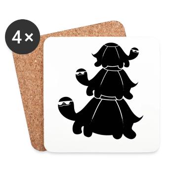 Tortues empilées Tortues fraîches avec - Dessous de verre (lot de 4) - blanc - Devant