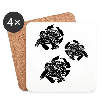 Lustige Schildkröte Peeking Tortoises Lustige - Untersetzer (4er-Set) - Weiß - Vorne