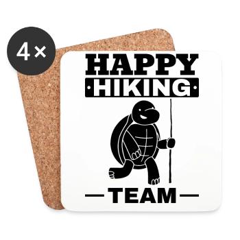 Happy Hiking Team Outdoor Wandern Schildkröte - Untersetzer (4er-Set) - Weiß - Vorne