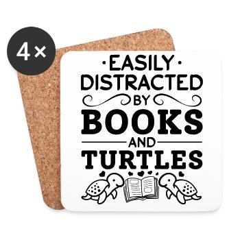Tortue mignonne - lumière des livres et - Dessous de verre (lot de 4) - blanc - Devant