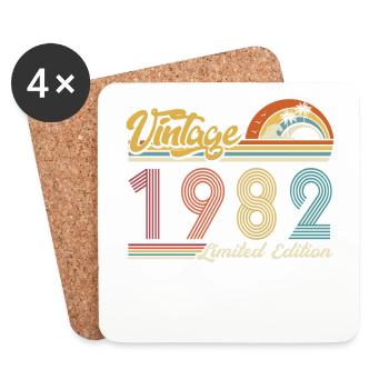 Vintage « Limited Edition » vintage 1982 anniversaire - Dessous de verre (lot de 4) - blanc - Devant