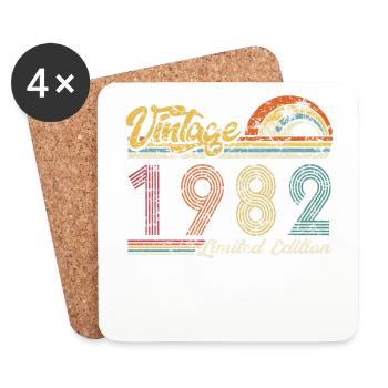 Vintage « Limited Edition » vintage 1982 anniversaire - Dessous de verre (lot de 4) - blanc - Devant