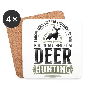 Buck Deer Hunting Hunter Vintage I - Coasters (set of 4) - white - Front