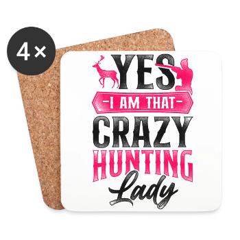 Buck Deer Hunting Hunter Girl - Coasters (set of 4) - white - Front