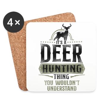 Buck Deer Hunting Hunter Vintage - Untersetzer (4er-Set) - Weiß - Vorne