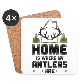Buck Deer Hunting Hunter Vintage - Coasters (set of 4) - white - Front