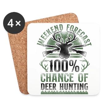 Buck Deer Hunting Hunter Vintage - Dessous de verre (lot de 4) - blanc - Devant
