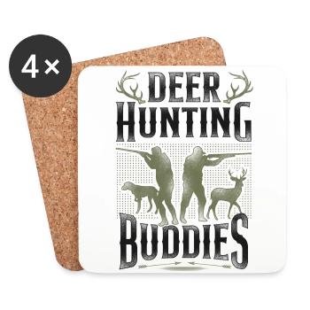Buck Deer Hunting Hunter Vintage - Dessous de verre (lot de 4) - blanc - Devant