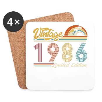 Vintage "Limited Edition" Jahrgang 1986 Geburtstag - Untersetzer (4er-Set) - Weiß - Vorne