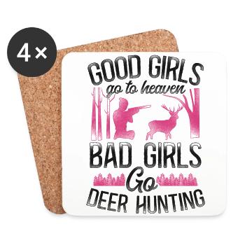 Buck Deer Hunting Hunter Girl - Untersetzer (4er-Set) - Weiß - Vorne