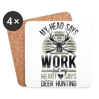 Buck Deer Hunting Hunter Vintage - Dessous de verre (lot de 4) - blanc - Devant