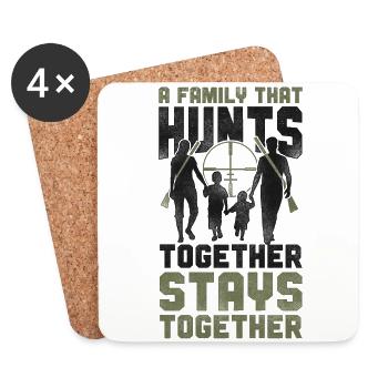 Buck Deer Hunting Hunter Family - Coasters (set of 4) - white - Front