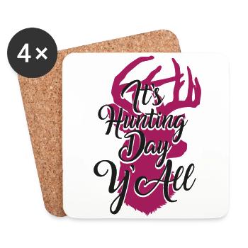 Buck Deer Hunting Hunter Girl - Coasters (set of 4) - white - Front