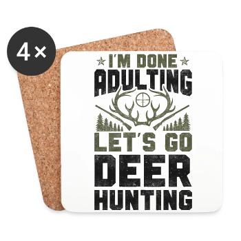 Buck Deer Hunting Hunter Vintage - Untersetzer (4er-Set) - Weiß - Vorne