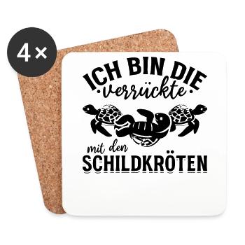 Schildkröte - Ich bin die verrückte mit den - Untersetzer (4er-Set) - Weiß - Vorne