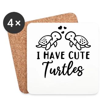I Have Cute Turtles Sea Turtles With Hearts Sea - Coasters (set of 4) - white - Front