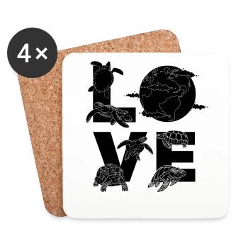 Love Turtles And Tortoises Love Earth Day Save The - Untersetzer (4er-Set) - Weiß - Vorne
