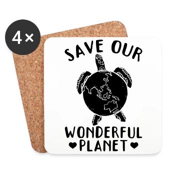 Rette unseren wunderbaren Planeten Turtle Earth - Untersetzer (4er-Set) - Weiß - Vorne