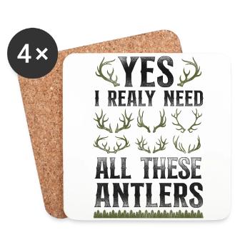 Buck Deer Hunting Hunter Vintage - Untersetzer (4er-Set) - Weiß - Vorne