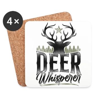 Buck Deer Hunting Hunter Vintage - Untersetzer (4er-Set) - Weiß - Vorne