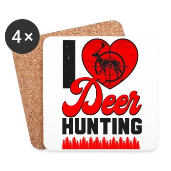 Cœur de chasseur de chasse au cerf buck - Dessous de verre (lot de 4) - blanc - Devant