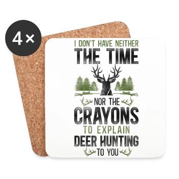 Buck Deer Hunting Hunter Vintage I - Dessous de verre (lot de 4) - blanc - Devant
