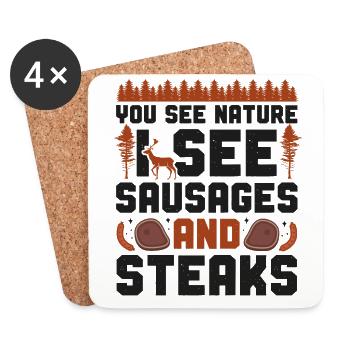Buck Deer Hunting Hunter Bbq - Dessous de verre (lot de 4) - blanc - Devant