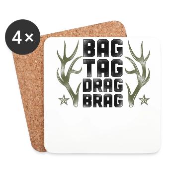Buck Deer Hunting Hunter Vintage - Untersetzer (4er-Set) - Weiß - Vorne