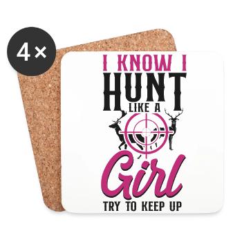 Buck Deer Hunting Hunter Girl - Untersetzer (4er-Set) - Weiß - Vorne