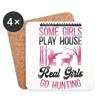 Buck Deer Chasse Hunter Girl - Dessous de verre (lot de 4) - blanc - Devant