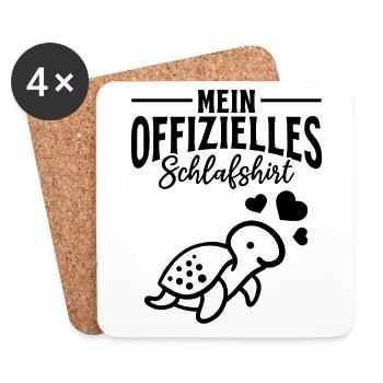 Mein Offizielles Schlafshirt Schildkröten - Untersetzer (4er-Set) - Weiß - Vorne