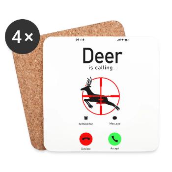 Buck Deer Hunting Hunter Phone - Coasters (set of 4) - white - Front