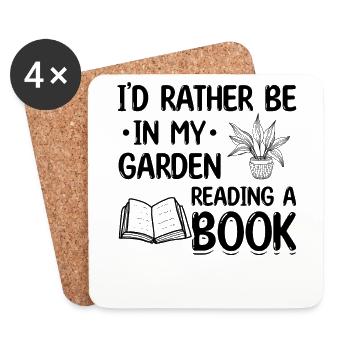 Livre Jardinage Je préférerais être dans mon jardin Lecture - Dessous de verre (lot de 4) - blanc - Devant