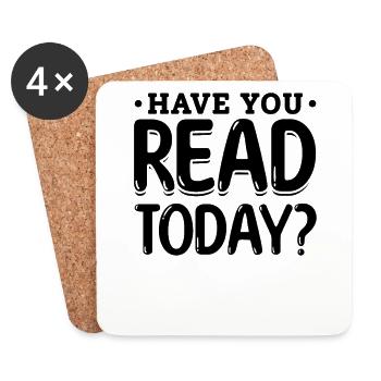 Avez-vous lu aujourd’hui? Bibliothèque Bookworm Lecture de livres - Dessous de verre (lot de 4) - blanc - Devant