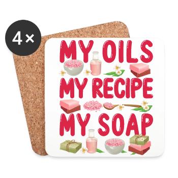 Soap Making Crafting My Oils My - Coasters (set of 4) - white - Front