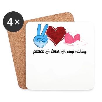 Soap Making Crafting Peace Love - Coasters (set of 4) - white - Front