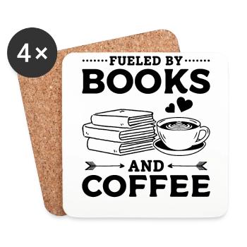 Fueled By Books And Coffee Book Lover Book Reading - Untersetzer (4er-Set) - Weiß - Vorne
