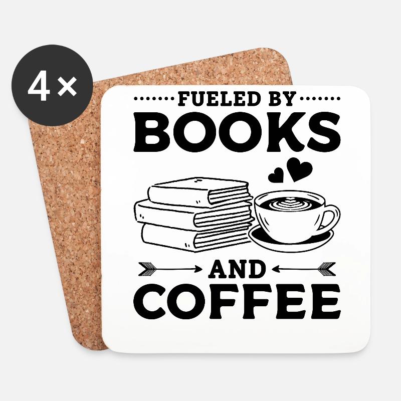 Fueled By Books And Coffee Book Lover Book Reading - Untersetzer (4er-Set) - Weiß