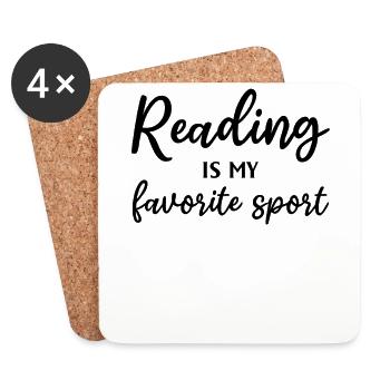 Reading Is My Favorite Sport Book Reading Book - Coasters (set of 4) - white - Front
