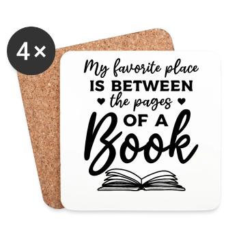 Book Lover My Favorite Place Is Between The Pages - Coasters (set of 4) - white - Front