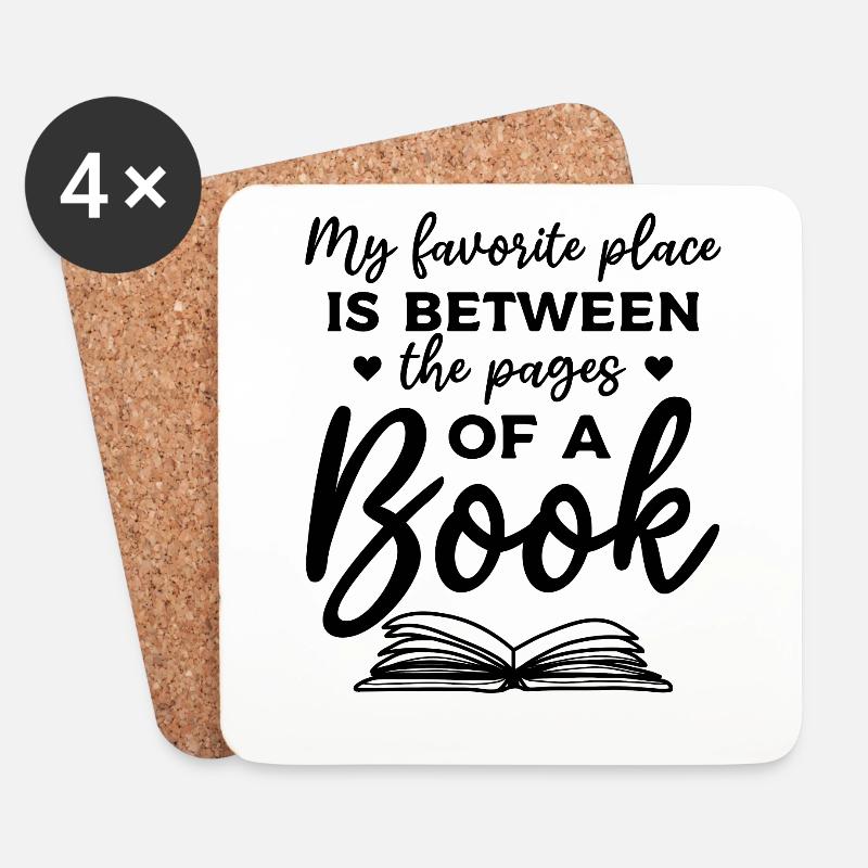 Book Lover My Favorite Place Is Between The Pages - Untersetzer (4er-Set) - Weiß