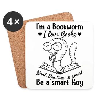 Book Reading Bookworm - I Am A Bookworm I Love - Coasters (set of 4) - white - Front