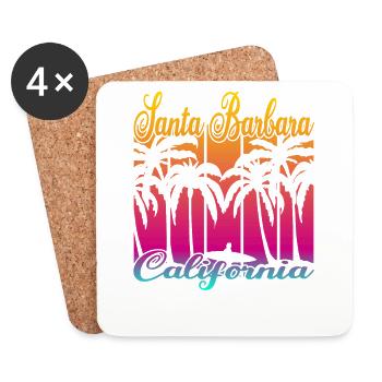 Vintage Santa Barbara California Surf - Untersetzer (4er-Set) - Weiß - Vorne