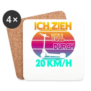 Ich zieh voll durch 20 km/h EScooter - Untersetzer (4er-Set) - Weiß - Vorne