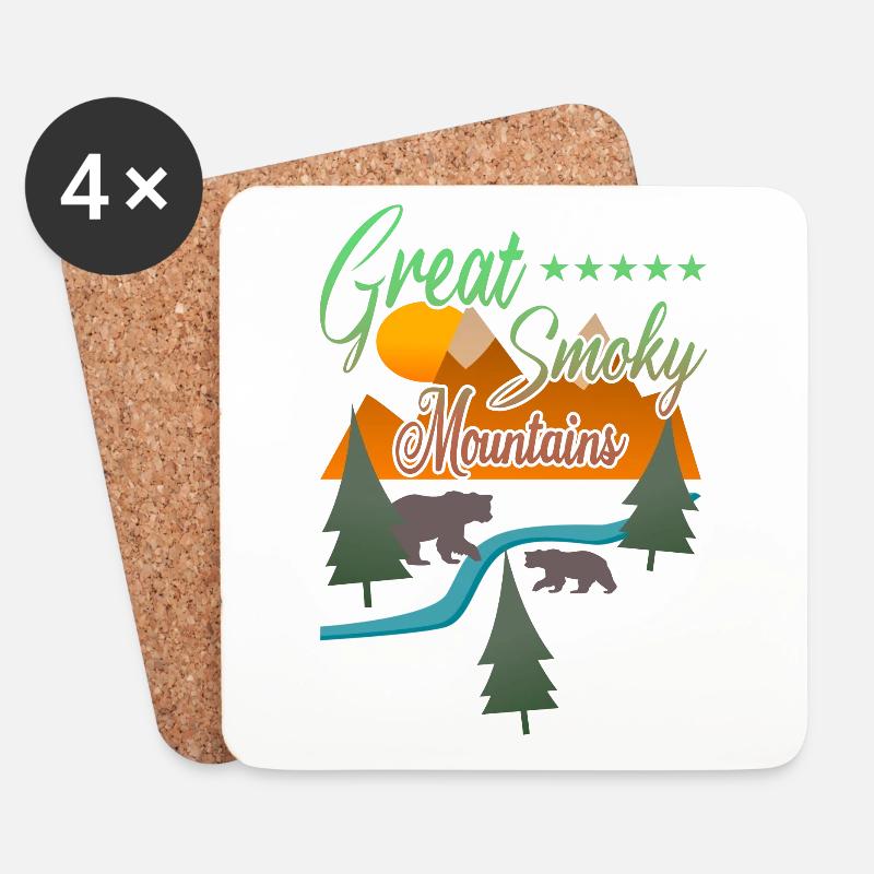 Great Smoky Mountains Bären - Untersetzer (4er-Set) - Weiß