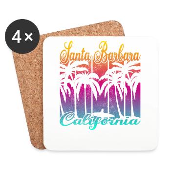 Vintage Santa Barbara California Surf - Untersetzer (4er-Set) - Weiß - Vorne