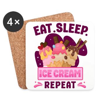 Cornet de crème glacée Manger de la crème glacée sleep - Dessous de verre (lot de 4) - blanc - Devant