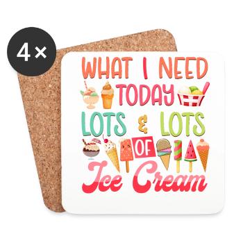 Ice Cream Cone Popsicle Ce que je - Dessous de verre (lot de 4) - blanc - Devant